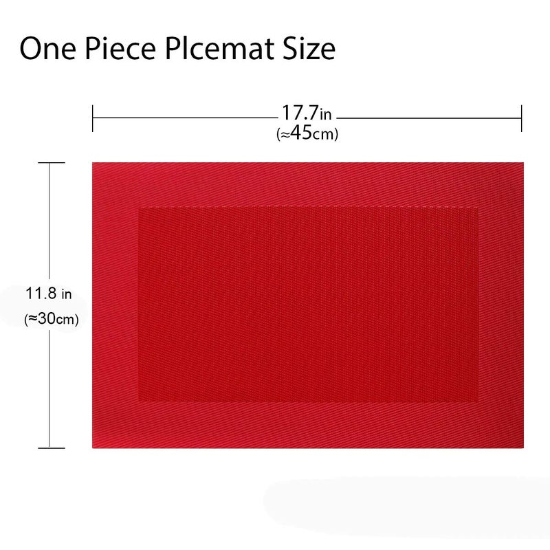 PIGCHCY Placemats Vinyl Washable Table Mats Elegant Non-Slip Placemats for Dinner Table Set of 4 (Red) - Image 2